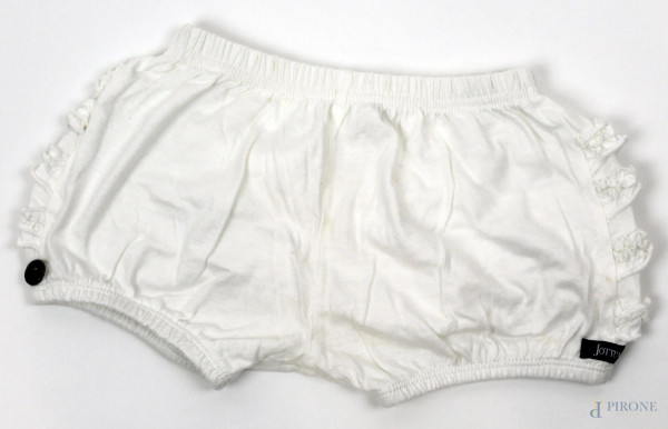 Jottum, pantaloncino da bambina bianco con dettagli elasticizzati, taglia 2 anni.