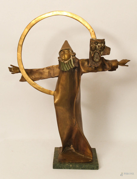 Dup Darie, Pagliaccio, scultura in bronzo, h. cm. 58x50x18.