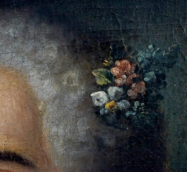 Scuola dell'Italia centro meridionale del XVIII secolo, Ritratto di nobildonna, olio su tela, cm ...