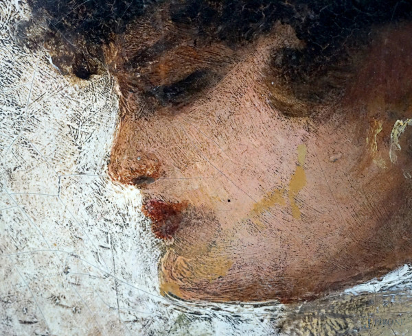 Ritratto di donna, olio su cartone, cm 21x15, firmato, entro cornice. -  Asta Importante Asta Tempo di Antiquariato e Arte moderna - Aste Pirone