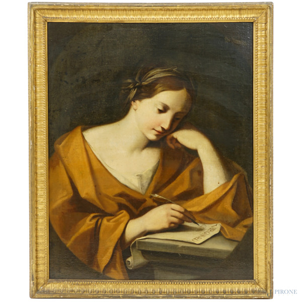 Scuola bolognese del XVIII secolo, Sibilla Persica, olio su tela, cm 86x68,5, entro cornice