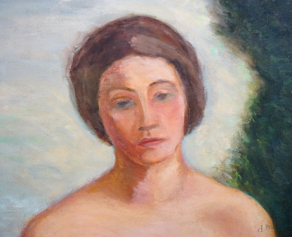 Nudo di donna, olio su tela, firmato Sobrero, cm 129x109,5, entro cornice