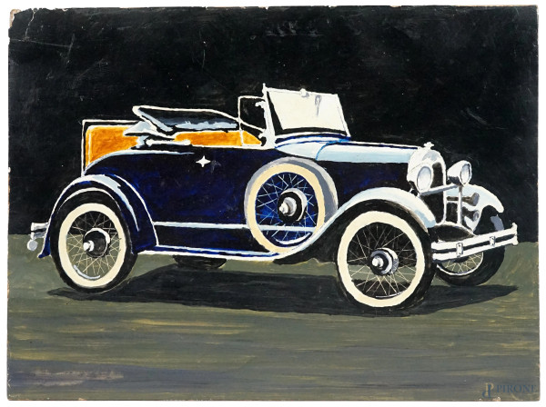 Ford model a Roadster anno 1927, olio su compensato, XX secolo, cm 24x32