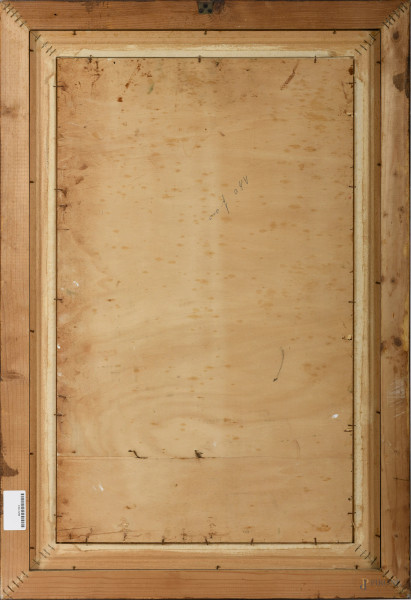 Norberto Proietti (Spello, 1927 – Spello, 2009),Maternità, olio su tavola, cm 71x42,5 entro corni...