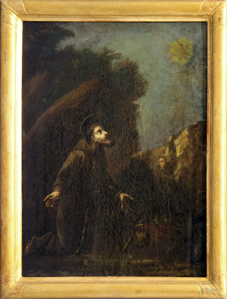San Francesco, olio su tela, fine XVII sec., cm 47 x 35, entro cornice.
