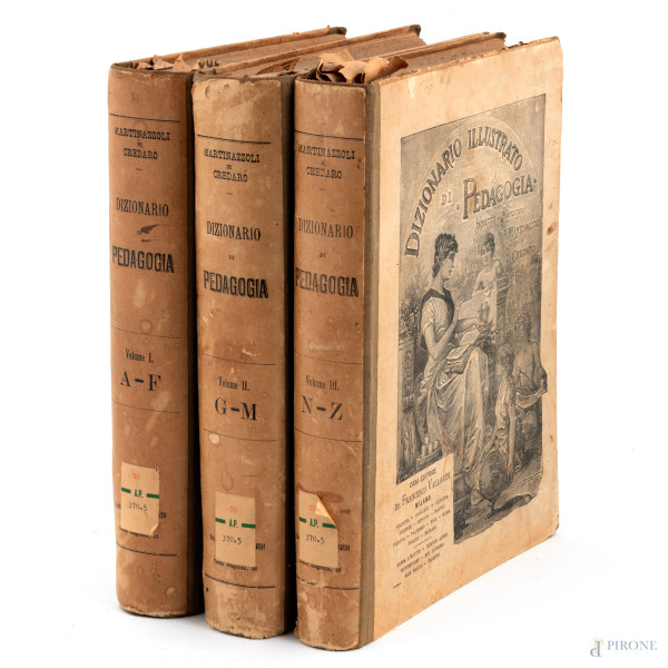 Dizionario Illustrato di Pedagogia, 3 voll, Milano , (segni di usura, lacerazioni, difetti, copertine invertite)