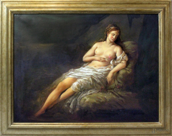 Nudo femminile, olio su tela, XX secolo, cm. 60x80, entro cornice.
