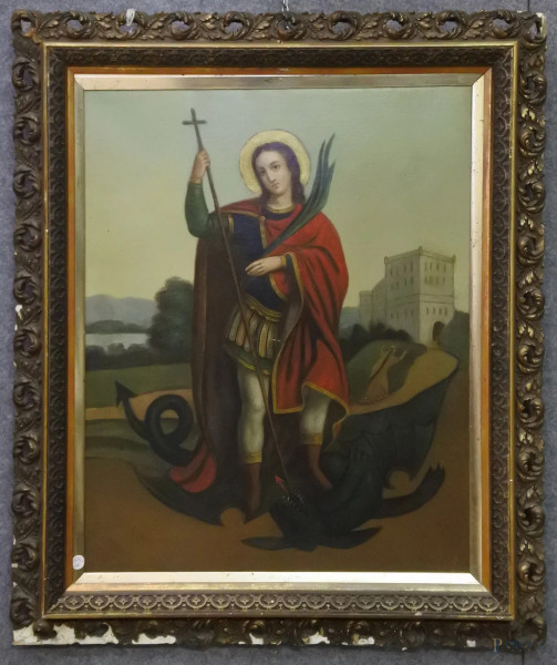 San Domenico, dipinto dell’800 ad olio su tela 55x67 cm, entro cornice.