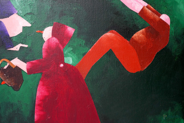 Emilio Tadini, Fiaba, acrilico su tela, cm 38x46, entro cornice (Autentica dell'archivio Emilio T...