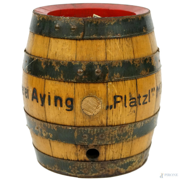 Barilotto in legno Birra Platzl Munchen, cm 22x16, (difetti).