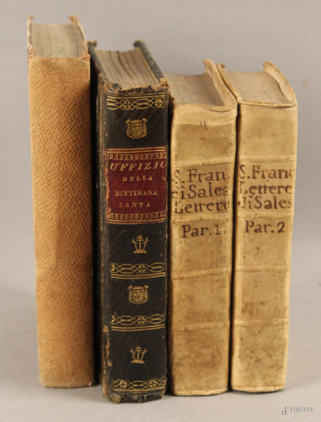 Lotto composto da quattro libri del XVIII e XIX sec.