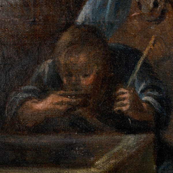 Eliezer e Rebecca al pozzo, olio su tela, XVII secolo, cm 95x130, (difetti)