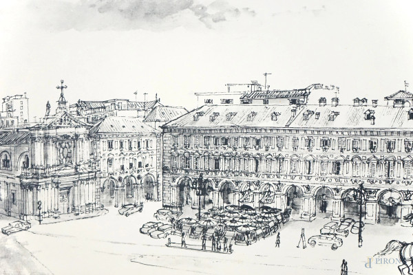 "Chiese e Piazze d'Italia di Motta", sei tavole raffiguranti scorci di piazze e monumenti di citt...