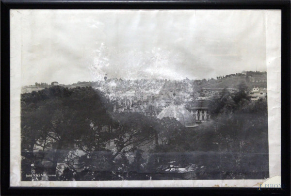 Veduta di Roma, vecchia foto in cornice, 96x146 cm.(difetti).