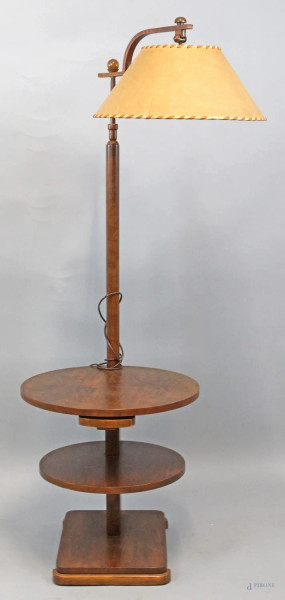 Lampada Dèco in radica, con due piani, altezza cm 138