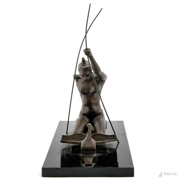 Ugo Attardi (1923 – 2006)  Senza titolo, scultura in bronzo su base in marmo, esemplare 15/30, firmato e datato "88"