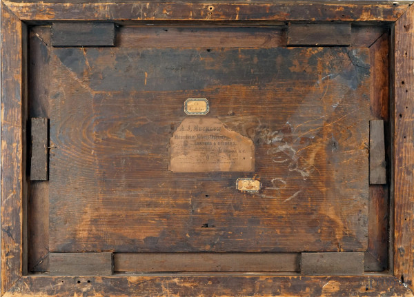 Pittore veneto del XVIII secolo, La cucitrice del tombolo, olio su tavola, cm 32x50, entro cornic...