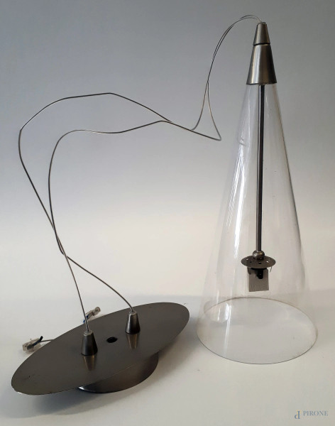 La Luce, lampada design a sospensione in cristallo, altezza cono cm 35