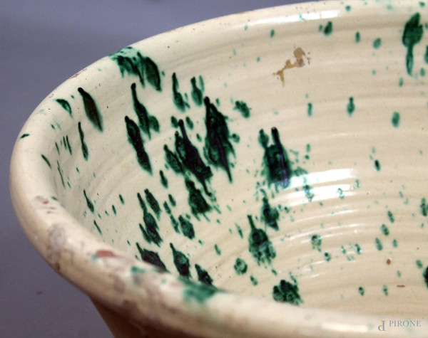 Grande vaso in ceramica, interno smaltato in bianco e verde, altezza cm.  21x50, XX secolo. - Asta Asta di Arte Moderna e Antiquariato - Aste Pirone