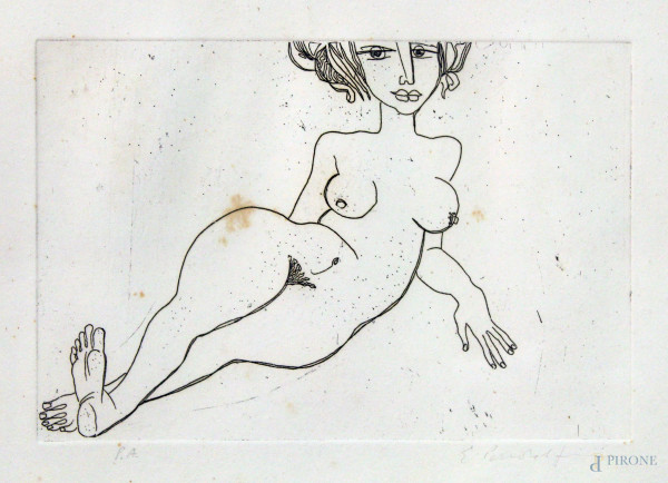 Nudo di donna, prova d'autore, serigrafia cm 31x24, firmato Pandolfini.