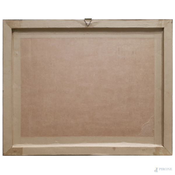 Vittorio Caproni (XX sec.) Aeropittura, tecnica mista su carta, cm 23x33, firma e timbro dell’Art...