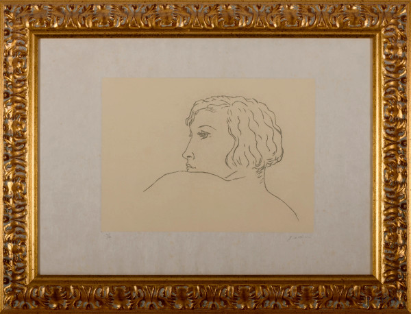 Giorgio De Chirico, Profilo di Donna, 1971, incisione a vernice molle, T/Z, cm 50x70,5, e.c.