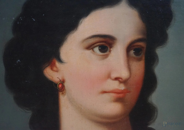 Scuola italiana di fine XIX secolo, Figura femminile, olio su tela, cm 68.8x52.7, entro cornice