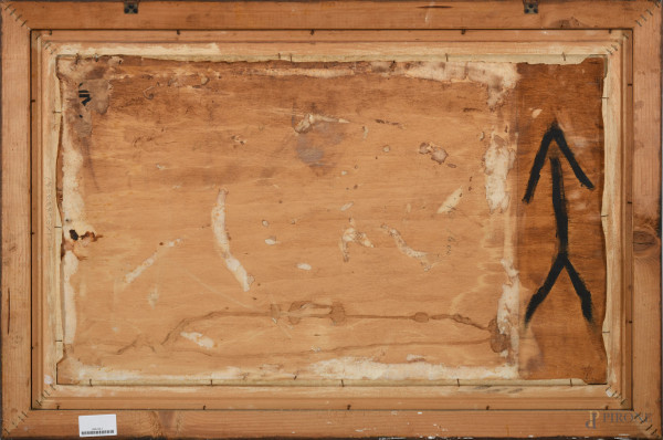 Norberto Proietti (Spello, 1927 – Spello, 2009), Frati, olio su tavola, cm 49,5x84 entro cornice