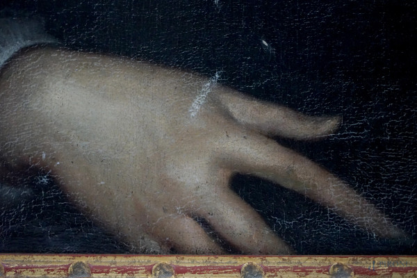 Pittore nord-europeo del XVII secolo, Ritratto di gentiluomo con gorgiera, olio su tela, cm 82x64...