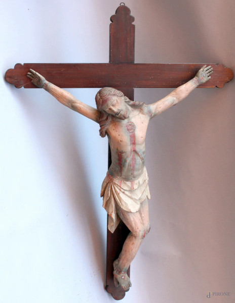 Cristo in legno policromo, H. 70 cm., XIX sec.