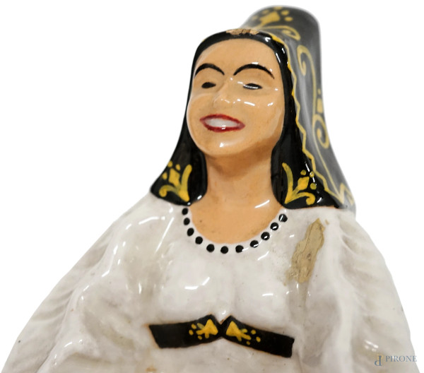 L'Offerente, Bottega d'Arte Ceramica, F. Melis, Cagliari, XX secolo, scultura in terracotta polic...