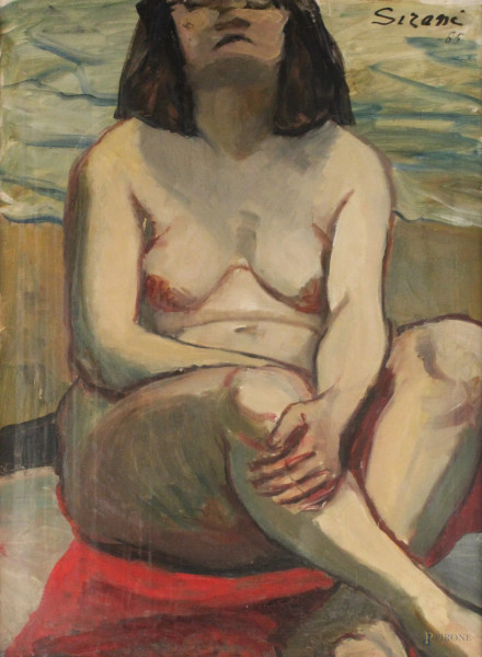 Nudo di donna, olio su tela 82x61 cm, a firma Sirani, entro cornice.