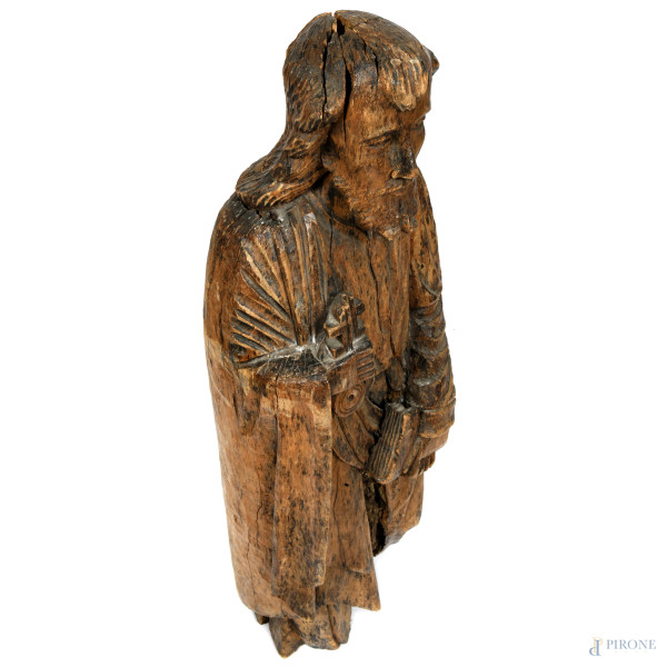 Cristo, XIX secolo, scultura in legno, altezza cm 115 (rotture, mancanze, segni di usura, fori di...