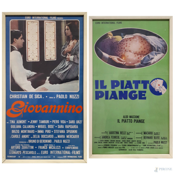 Lotto composto da due locandine vintage del 1974 e del 1976, con cornice
