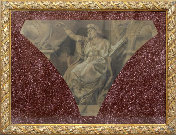Sibilla, bozzetto a tecnica mista su carta riportata su tela cm. 44x64, XVIII secolo, entro cornice.
