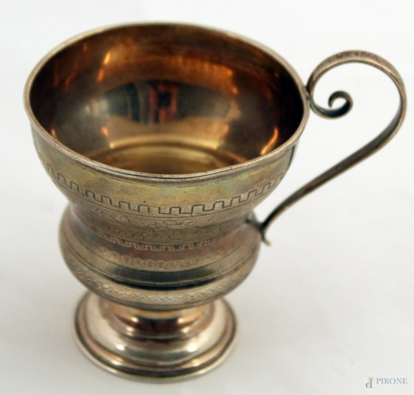Bicchiere in argento niellato, bolli Russia XIX sec, gr. 96, h. 9 cm