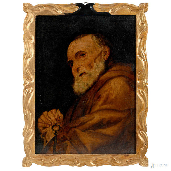San Pietro, XVIII-XIX secolo, olio su tela, cm 72x50, entro cornice