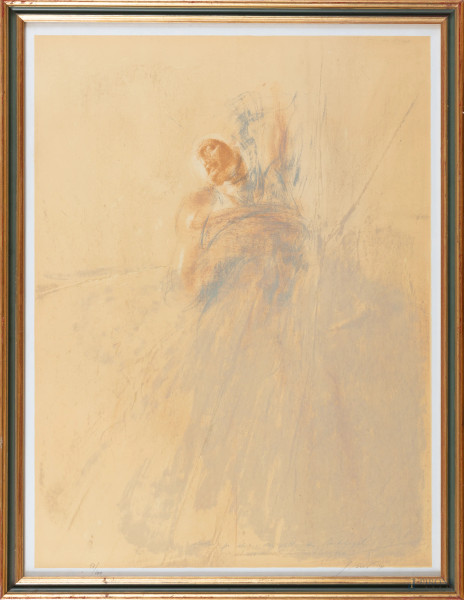 Studio da Michelangelo, XX secolo, litografia su carta es. 53/100, cm 63x48, firmato e titolato in basso, entro cornice, (segni di usura)