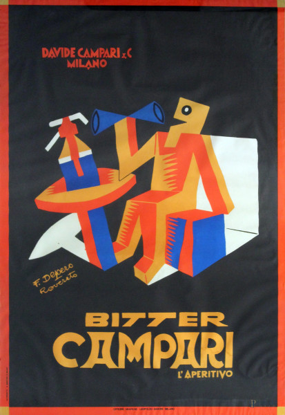 Fortunato Depero, Bitter campari, litografia, cm 68x98.