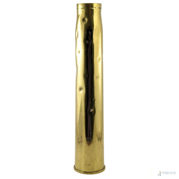 Bossolo in ottone, XX secolo, altezza cm 68, alla base 