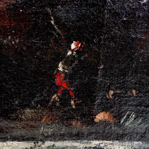 Scuola italiana del XVIII secolo, Paesaggio con figura; Paesaggio con torrente e figura, cm 23,5x...