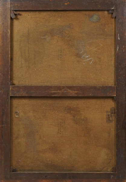 Torrente nel bosco, olio su tela, firmato in basso a destra Charles Stuart, cm 152.5x106, entro c...