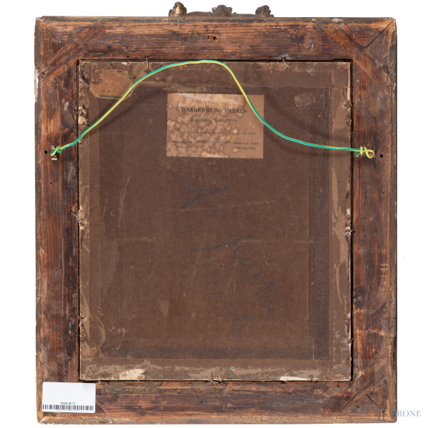 Capriccio architettonico, XVIII-XIX secolo, tecnica mista su carta, cm 34x29,5, entro cornice, (t...