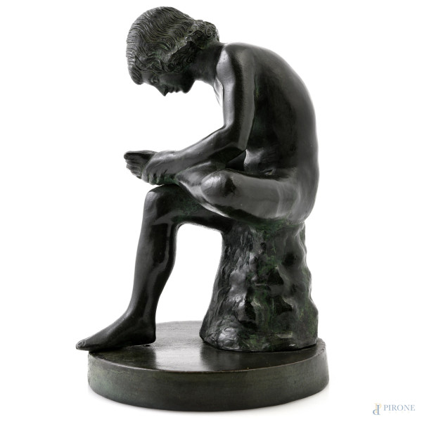 Spinario, XX secolo, scultura in antimonio, altezza cm 20, (lievi segni di usura)