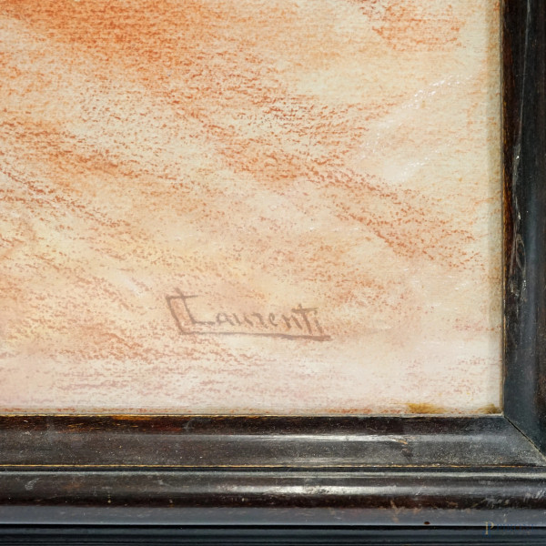 Ritratto femminile, sanguigna su carta, firmato, cm 90x65, entro cornice