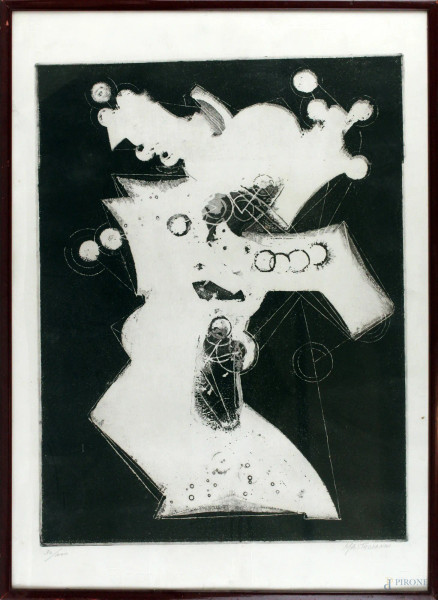 Umberto Mastroianni - Senza titolo, multiplo su carta, es. 30/100, cm. 70x50, entro cornice.