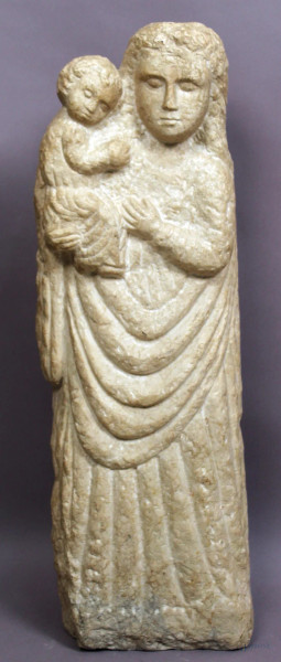 Madonna con Bambino, scultura in pietra, altezza 67 cm, XVII sec.