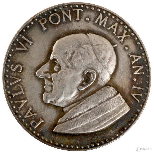 Lotto di 15 medaglie in argento dello Stato Pontificio, misura massima diametro cm 4,5, peso tota...