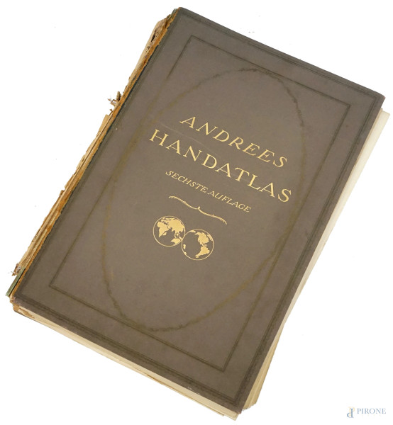 Atlante biografico in lingua tedesca  "Andrees Handatlas in 221 Haupt und 192 Nebenkarten", Bielfeld und Leipzig, 1914, (difetti).