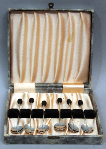 Lotto composto da sei cucchiaini da cocktail in argento Birmingham 925.